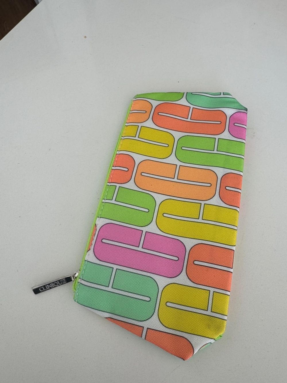 Clinique Neon Logo Zip Pouch in Green, Pink, Orange, Yellow